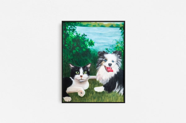 11"x14", Oil Portrait of cat and mini Aussie